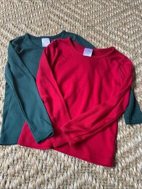 Hanna Andersson red and green long sleeve Pima cotton girls shirts size 4